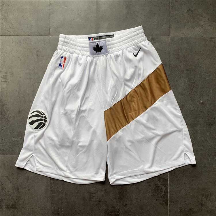 Men NBA Toronto Raptors White Nike Shorts 0416